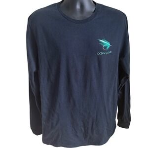 Ocean + Coast Trout Fishing Graphic Long Sleeve Tee Black Cotton Shirt M‎